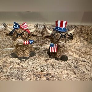 Hobby Lobby 2025  NEW Patriotic Highland Cow Figurines